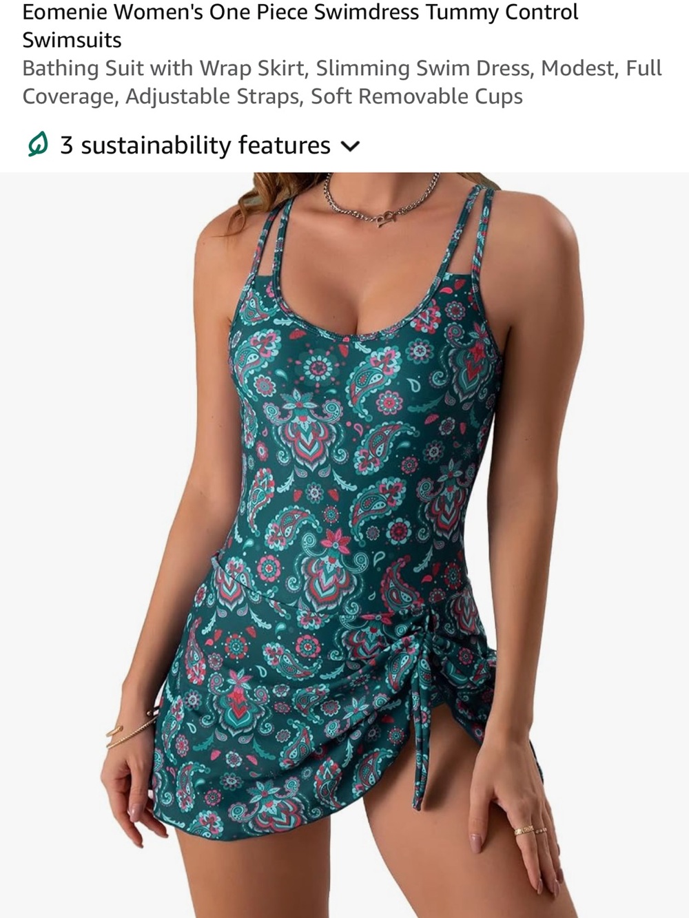 Women’s Teal Paisley Print Swimdress Sz M NWOT - Picture 5 of 5